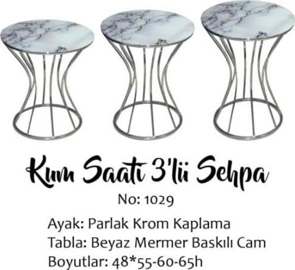 Brc Zigon 14065 kumsaat Model Beyaz Mermer Desen Metal Çelik Gümüş Renk El Yapım - Image 1