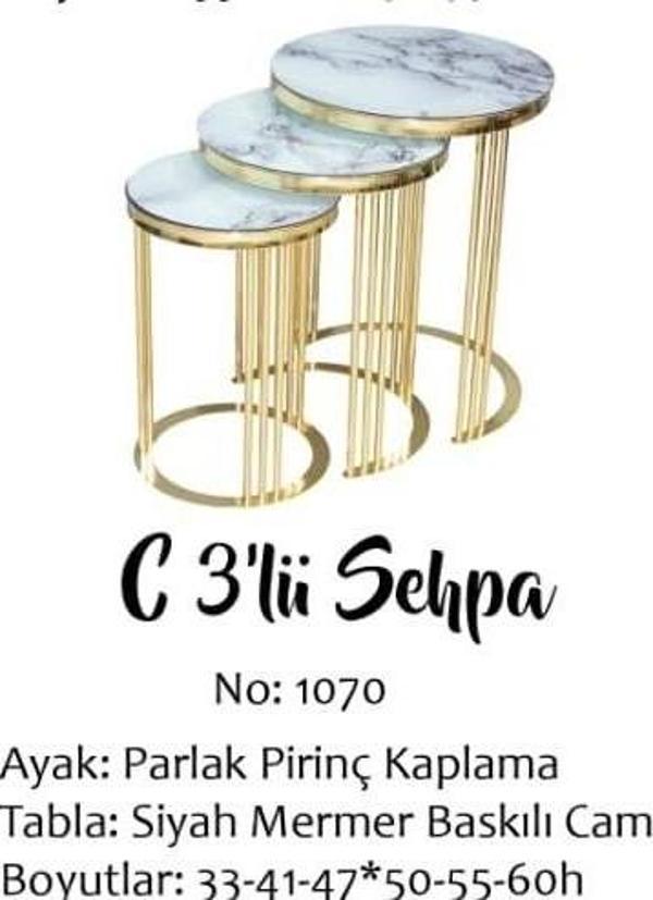 Brc zigon C 14061 model Beyaz Mermer TEMPER cam Metal GOLD Renk Kaplama El Yapım - Image 1