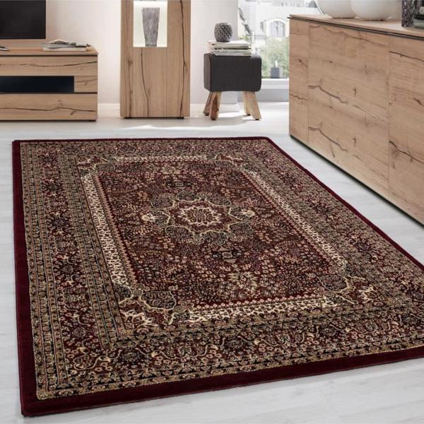 Klasik desenli Dokuma Halı Iran tarzı süslemeli Bordo Siyah Krem - Image 1