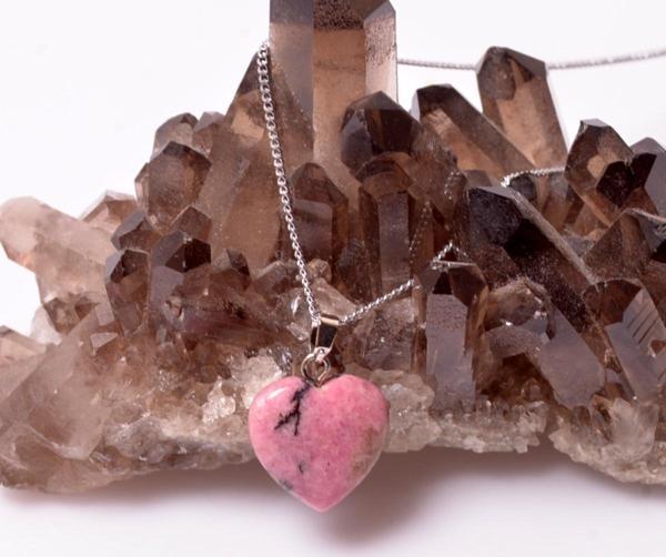 Rodonit Taşı Kalp Kolye - Küçük Boy - Image 1