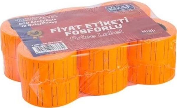 Kraf Fiyat Etiketi FOSFORLU TURUNCU 12'li Paket - Image 1