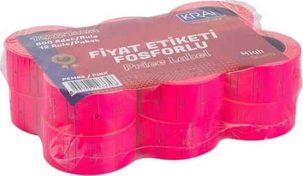 Kraf Fiyat Etiketi FOSFORLU PEMBE 12'li Paket - Image 1