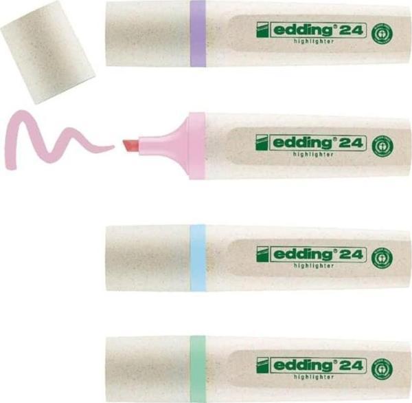 Edding 24 Ecoline Fosforlu İşaretleme Kalemi Pastel 4 Renk Set - Image 1