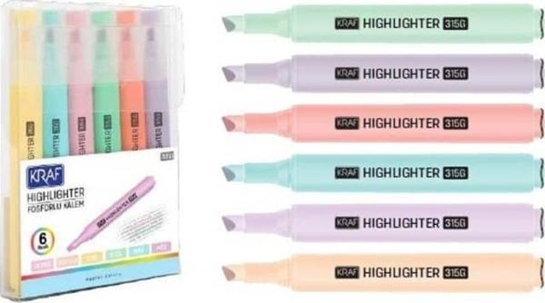 Kraf Trio Pastel Fosforlu Kalem 6 Renk Set 315G-P - Image 1