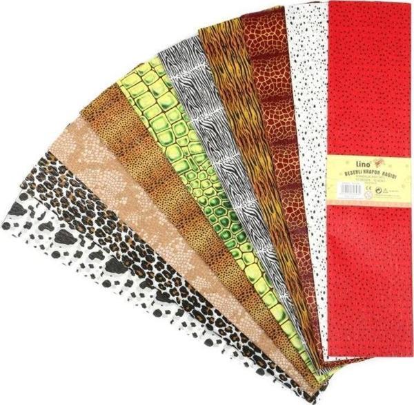 Lino Desenli Krapon Kağıdı 5 Desen 5 li Paket 50X200 cm - Image 1