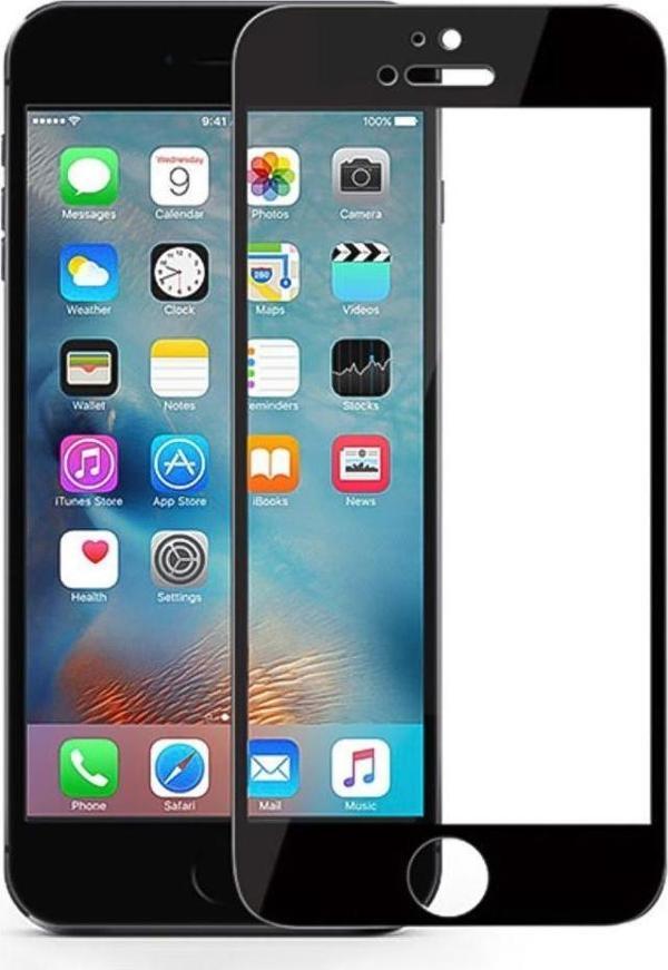 Bufalo iPhone 6-6s Metal Kenarlı Cam Ekran Koruyucu Siyah  - Image 1