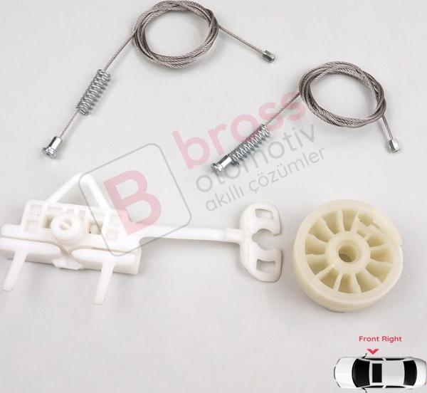 Fiat Punto Grande Evo 3 199 2005-2024 3/5-Kapı 51723315 İçin Elektrikli Ön Sağ Cam Kriko Tamir Seti - Image 1