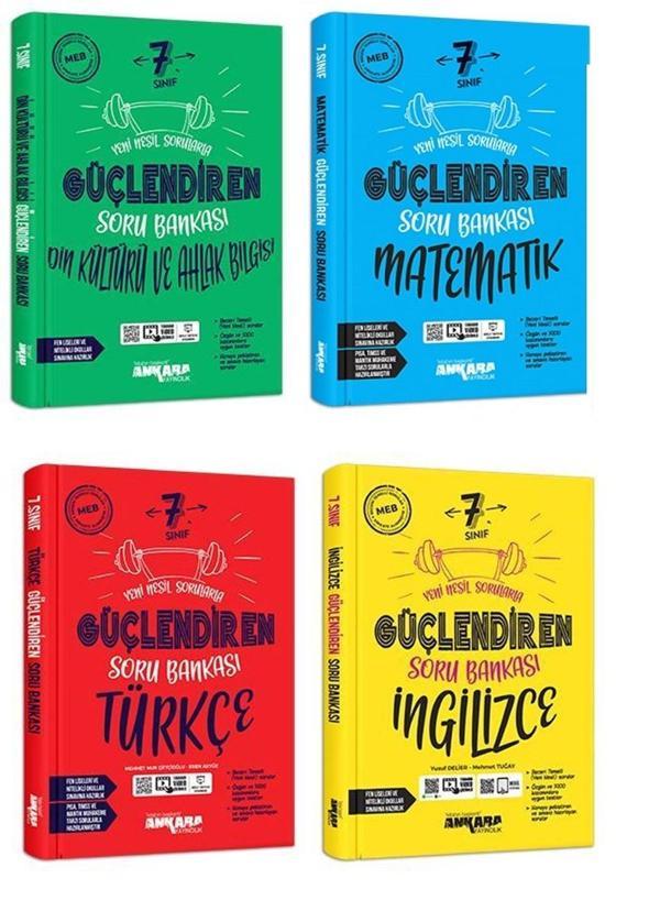 Ankara 7. Sınıf Matematik + Türkçe + Din + İngilizce Güçlendiren Soru Seti 4 Kitap 2023 - Image 1
