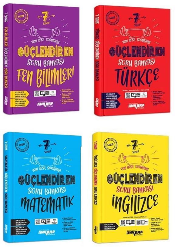 Ankara 7. Sınıf Matematik + Türkçe + Fen + İngilizce Güçlendiren Soru Seti 4 Kitap 2023 - Image 1