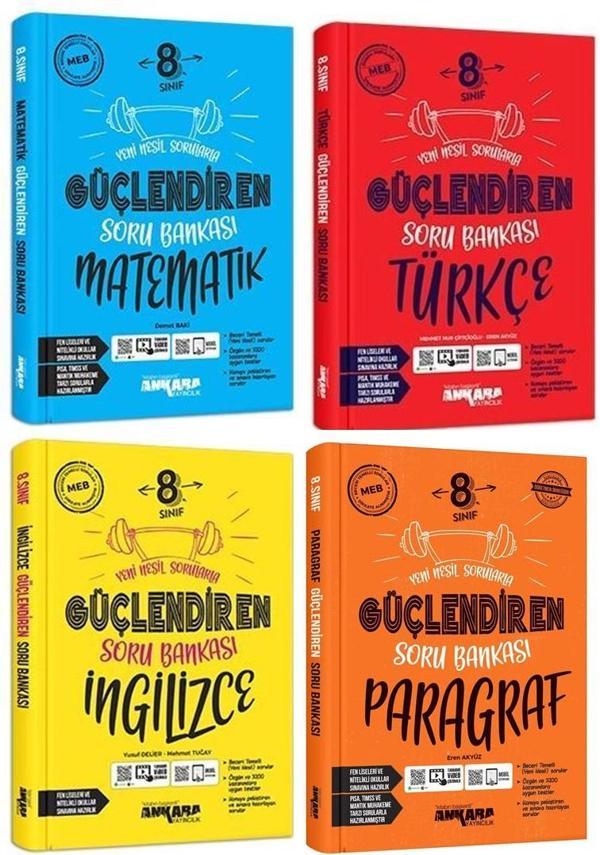 Ankara 8. Sınıf Matematik + Türkçe + İngilizce + Paragraf Güçlendiren Soru Seti 4 Kitap 2023 - Image 1