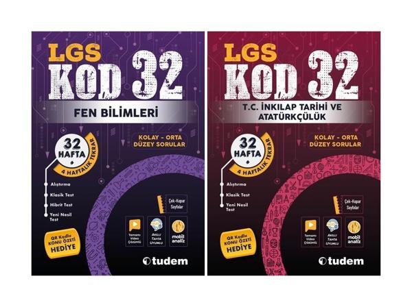 Tudem 8. Sınıf Fen Bilimleri + İnkılap Tarihi Kod 32 Haftalık Deneme Seti 2 Kitap 2023 - Tudem Yayınları - Ders Kitapları - Image 1