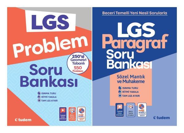 Tudem 8. Sınıf Lgs Problem + Paragraf Soru Bankası Seti 2 Kitap 2023 - Tudem Yayınları - Ders Kitapları - Image 1