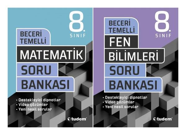 Tudem 8. Sınıf Matematik + Fen Bilimleri Beceri Temelli Soru Seti 2 Kitap 2023 - Tudem Yayınları - Ders Kitapları - Image 1