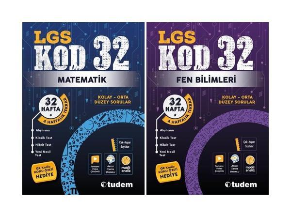 Tudem 8. Sınıf Matematik + Fen Bilimleri Kod 32 Haftalık Deneme Seti 2 Kitap 2023 - Tudem Yayınları - Ders Kitapları - Image 1