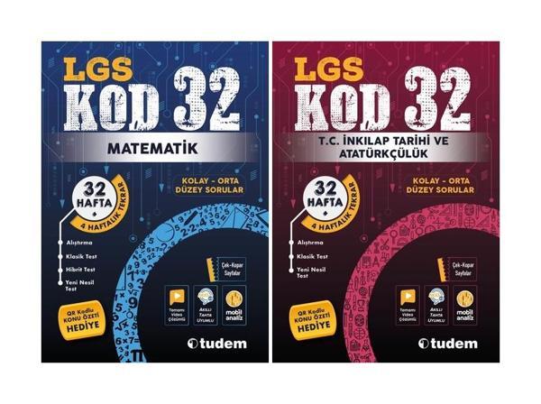 Tudem 8. Sınıf Matematik + İnkılap Tarihi Kod 32 Haftalık Deneme Seti 2 Kitap 2023 - Tudem Yayınları - Ders Kitapları - Image 1