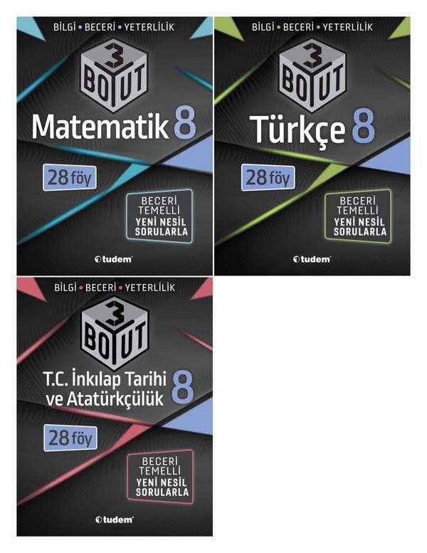 Tudem 8. Sınıf Matematik + Türkçe + İnkılap Tarihi 3 Boyut Seti 3 Kitap 2023 - Tudem Yayınları - Ders Kitapları - Image 1
