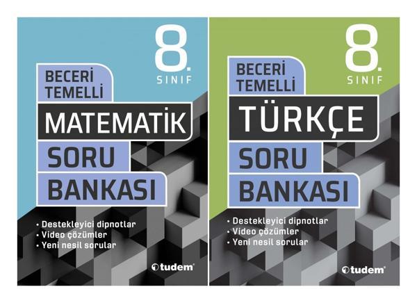 Tudem 8. Sınıf Matematik + Türkçe Beceri Temelli Soru Seti 2 Kitap 2023 - Tudem Yayınları - Ders Kitapları - Image 1