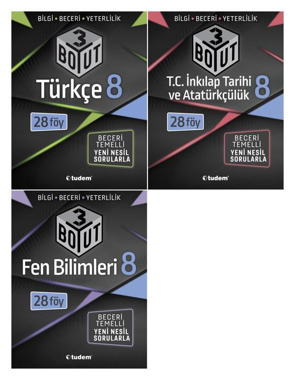 Tudem 8. Sınıf Türkçe + İnkılap Tarihi + Fen Bilimleri 3 Boyut Seti 3 Kitap 2023 - Tudem Yayınları - Ders Kitapları - Image 1