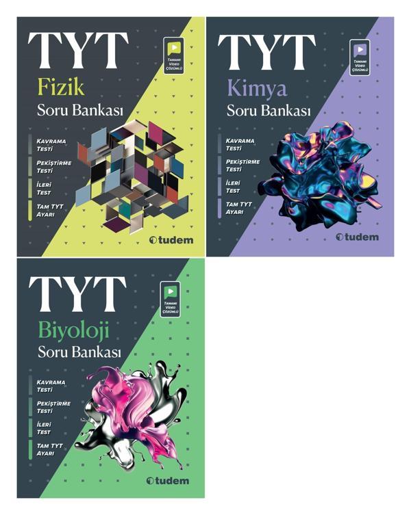 Tudem Tyt Fizik + Kimya + Biyoloji Soru Bankası Seti 3 Kitap 2023 - Tudem Yayınları - Ders Kitapları - Image 1