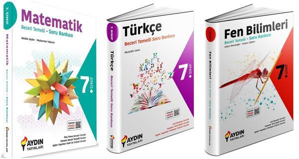 Aydın 2024 7. Sınıf Matematik + Türkçe + Fen Bilmileri Beceri Temelli Soru Bankası Seti 3 Kitap - Aydın Yayınları - Image 1