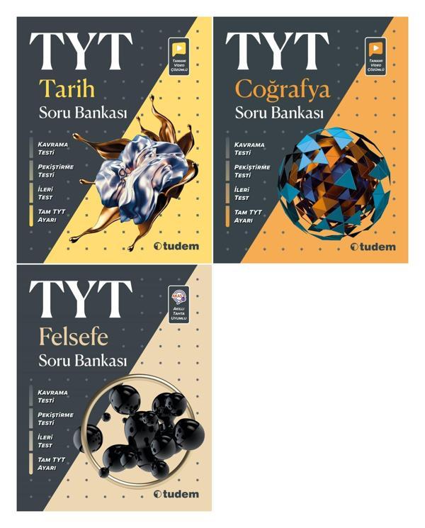 Tudem Tyt Tarih + Coğrafya + Felsefe Soru Bankası Seti 3 Kitap 2023 - Tudem Yayınları - Ders Kitapları - Image 1