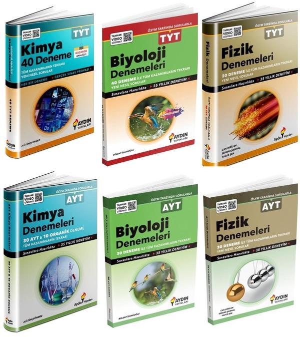Aydın 2025 Tyt Ayt Fizik + Kimya + Biyoloji Deneme Seti 3 Kitap - Aydın Yayınları - Image 1