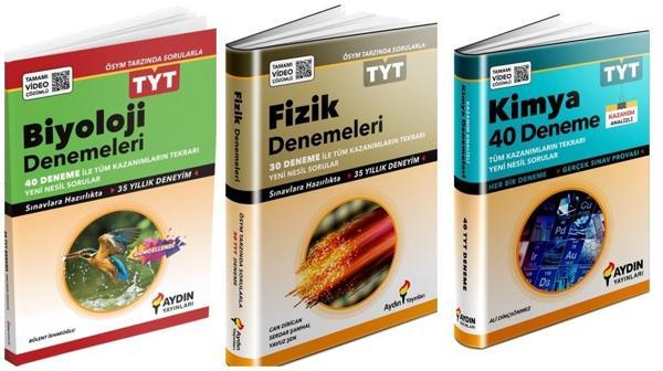 Aydın 2025 Tyt Fizik + Kimya + Biyoloji Deneme Seti 3 Kitap - Aydın Yayınları - Image 1