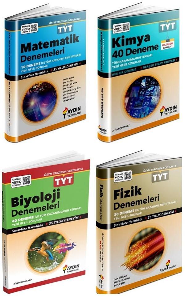 Aydın 2025 Tyt Matematik + Fizik + Kimya + Biyoloji Deneme Seti 4 Kitap - Aydın Yayınları - Image 1