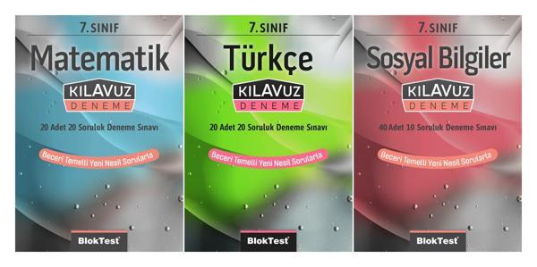 Bloktest 7. Sınıf Matematik + Türkçe + Sosyal Kılavuz Deneme Seti 3 Kitap 2023 - Bloktest Yayınları - Image 1