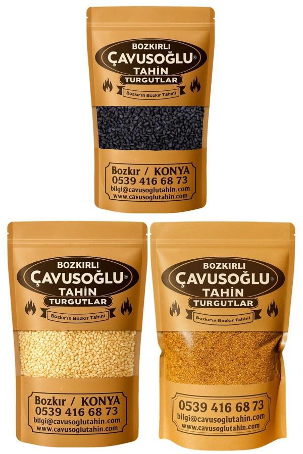 Bozkırlı Çavuşoğlu Susam Tanışma Seti (Siyah Susam 100g + Çiğ Beyaz Susam 250g + Odun Ateşinde Kavrulmuş Susam 250g) - Image 1