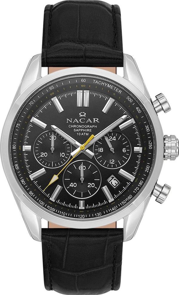 Nacar NC34-290713-ABL1 Siyah Hakiki Deri Erkek Kol Saati - Image 1