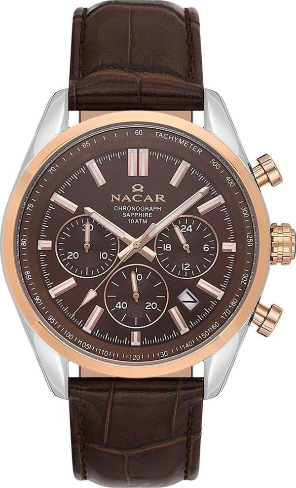 Nacar NC34-290713-EKL2 Kahverengi Hakiki Deri Erkek Kol Saati - Image 1