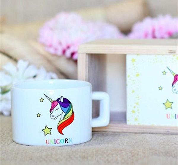 Ahşap Kutusunda Unicorn Tasarımlı Kupa Bardak - Image 1