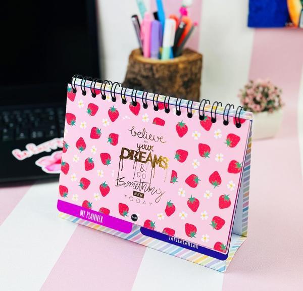 Believe İn Your Dreams Çilek Tasarımlı Yeni Nesil Masa Üsü Planner 2 Sayfa Sticker - Image 1