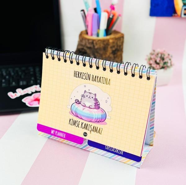 Herkesin Hayatına Kimse Karışamaz Tasarımlı Yeni Nesil Masa Üsü Planner 2 Sayfa Sticker - Image 1