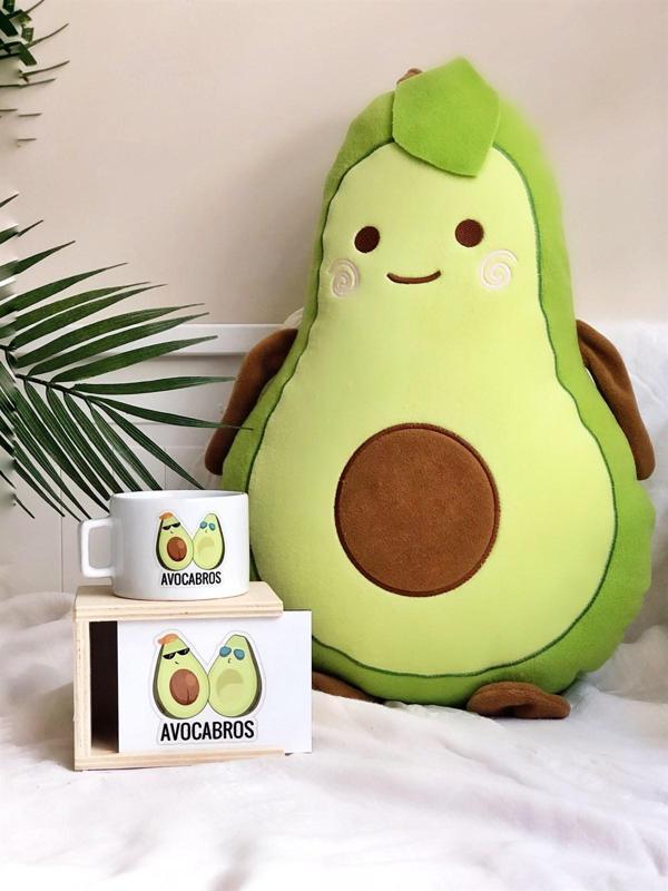 Avokado Tasarımlı Best Friends Forever Bro Yastık ve Ahşap Kutulu Kupa Hediye Seti - Image 1