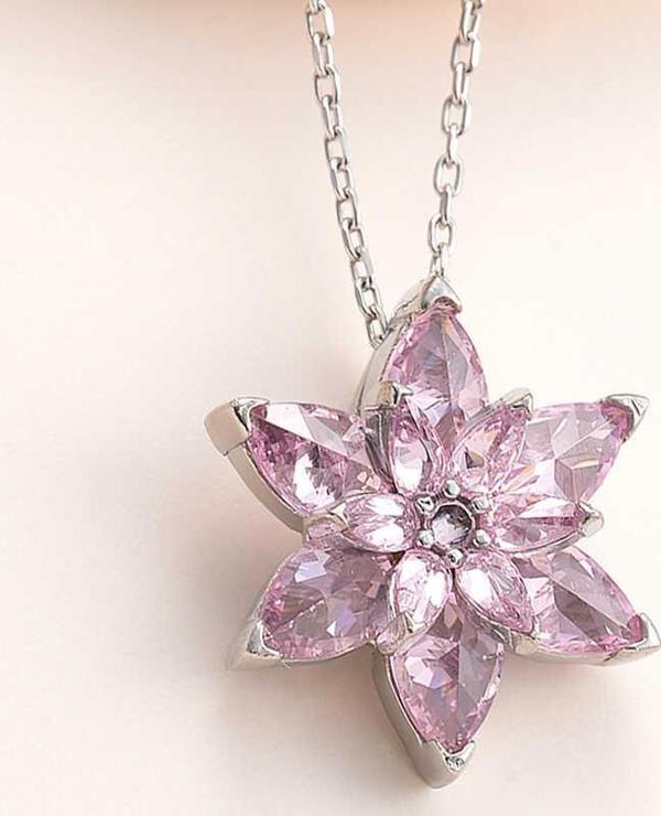 GümüŞ Pembe Lotus Çiçeği Kolye - Image 1