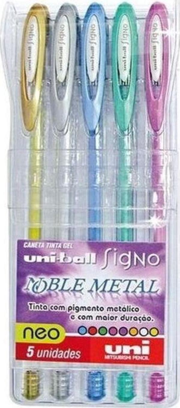 Uni-ball Signo Noble Metal 0.8 Jel Kalem 5'li Set - Image 1