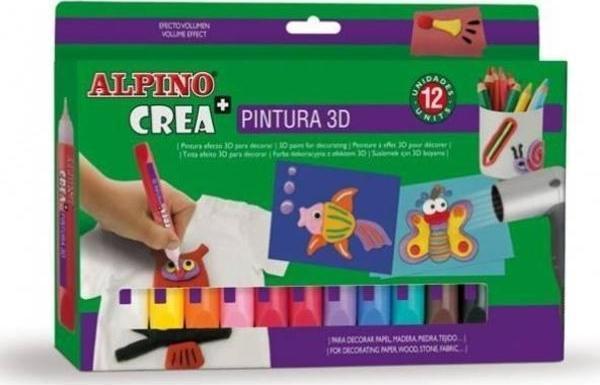 Alpino Crea+ Pintura 3D Boyutlu Kabaran Boya 12 Renk - Image 1