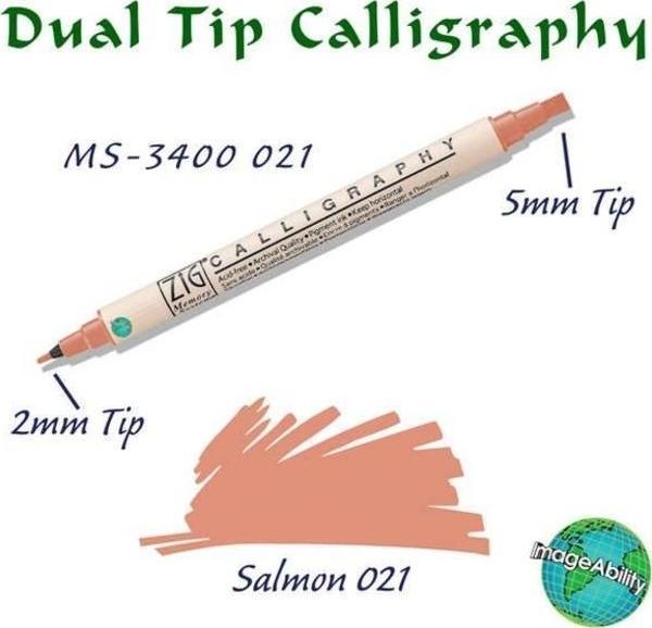 Zig Calligraphy Çift Uçlu Kaligrafi Kalemi 2 mm + 5 mm 021 Salmon - Image 1