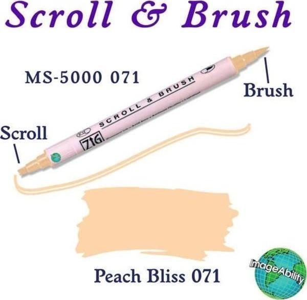 Zig Scroll & Brush Çift Çizgi ve Fırça Uçlu Kaligrafi ve Gölgeleme Kalemi 071 Peach Bliss - Image 1