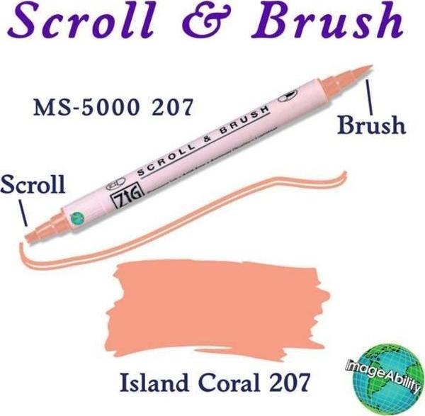 Zig Scroll & Brush Çift Çizgi ve Fırça Uçlu Kaligrafi ve Gölgeleme Kalemi 207 Island Coral - Image 1