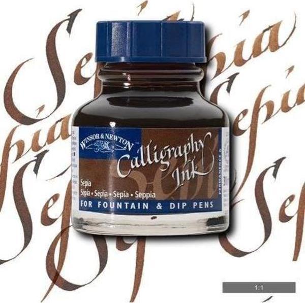 Winsor & Newton Kaligrafi Mürekkebi 30 ml. 609 SEPIA - Image 1