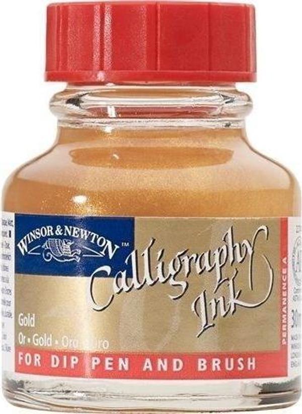 Winsor & Newton Kaligrafi Mürekkebi 30 ml. METALLIC GOLD - Image 1