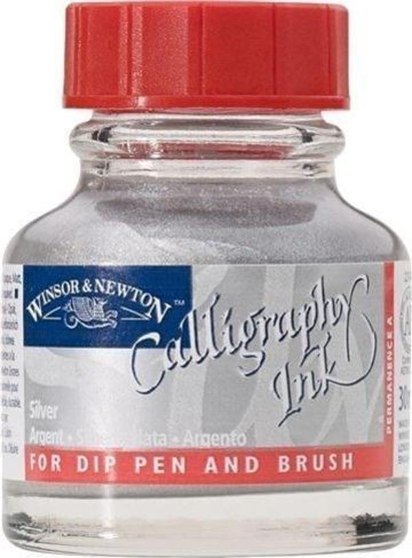 Winsor & Newton Kaligrafi Mürekkebi 30 ml. METALLIC SILVER - Image 1