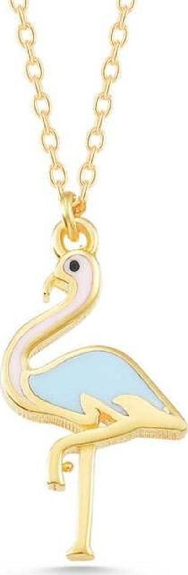 925 Ayar Gümüş Gold Flamingo Kadın Kolye - Image 1