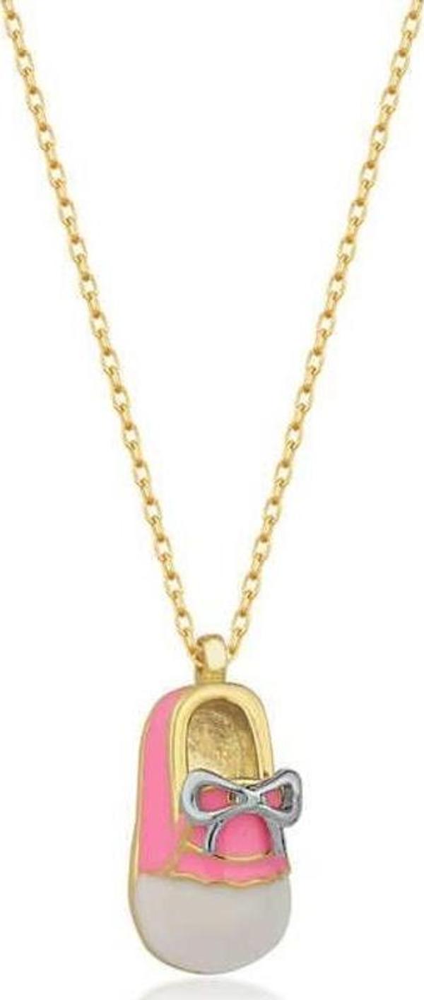 925 Ayar Gümüş Gold Kız Çocuk Pabuç Kadın Kolye - Image 1