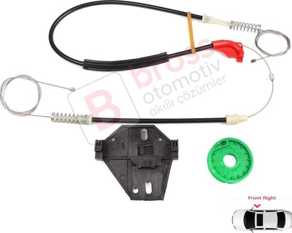 VW Transporter T4 Eurovan Caravelle 1990-2003 7D0959802 İçin Elektrikli Ön Sağ Cam Kriko Tamir Seti - Image 1