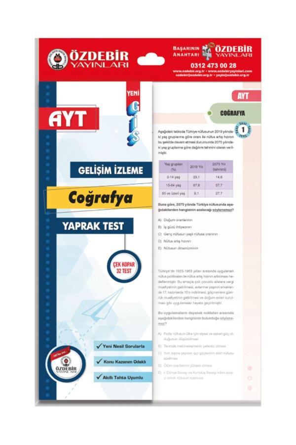 Özdebir Yayınları Ayt Coğrafya Gelişim İzleme Yaprak Test  - Özdebir Yayınları - Image 1