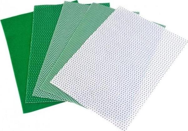 Lino Desenli Keçe 20x30 cm. Yeşilli 5 Desen 10'lu - Image 1